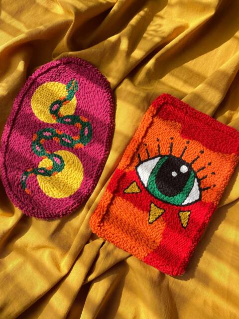 Punch Needle Wall Hanging, Eye & Snake Decor, Hand Tufted Decor - image 1