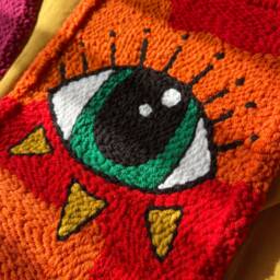 Punch Needle Wall Hanging, Eye & Snake Decor, Hand Tufted Decor - thumbnail 2