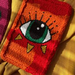 Punch Needle Wall Hanging, Eye & Snake Decor, Hand Tufted Decor - thumbnail 4