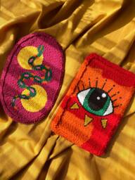 Punch Needle Wall Hanging, Eye & Snake Decor, Hand Tufted Decor - thumbnail 1
