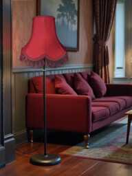 Burgundy Red Fabric Lampshade Handmade For Table & Floor Standard Lamp Shades, Ceiling Light Pendants, Wall Lights - thumbnail 1