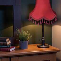 Burgundy Red Fabric Lampshade Handmade For Table & Floor Standard Lamp Shades, Ceiling Light Pendants, Wall Lights - thumbnail 3