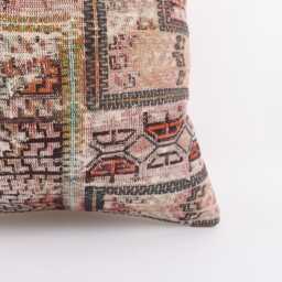 Vintage Turkish Kilim Pillow Cover Handwoven Wool Throw 16x16 - thumbnail 2