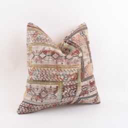 Vintage Turkish Kilim Pillow Cover Handwoven Wool Throw 16x16 - thumbnail 3