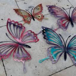 Purple & Pink Metal Butterfly Wall Art, Decor For Garden, Non Rust Aluminum Decor, Butterflies Girls Room - thumbnail 4