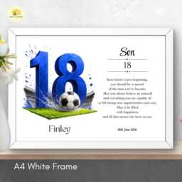 18Th Birthday Print For Son Personalised Blue Football Team Wall Art Gift - A4/A3 - thumbnail 3