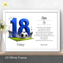 18Th Birthday Print For Son Personalised Blue Football Team Wall Art Gift - A4/A3 - thumbnail 4