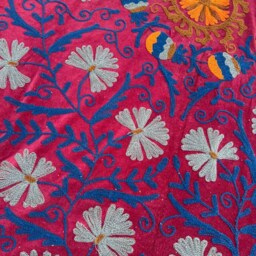 Handmade Velvet Suzani Quilt - Unique Decorative Bedding - thumbnail 4