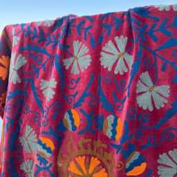 Handmade Velvet Suzani Quilt - Unique Decorative Bedding - thumbnail 2