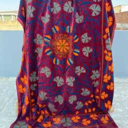 Handmade Velvet Suzani Quilt - Unique Decorative Bedding - thumbnail 3