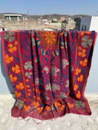 Handmade Velvet Suzani Quilt - Unique Decorative Bedding - thumbnail 1