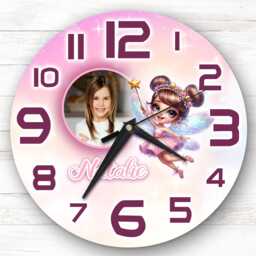 Girls Fairy Photo Personalised Gift For Kid's Bedroom Clock - Kids Clock, Children's Decor, Custom Wall
