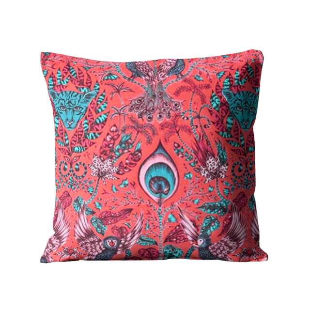 Clarke & Cushion Cover, Pink Turquoise Jungle Cotton Throw Pillow Cover - image 1