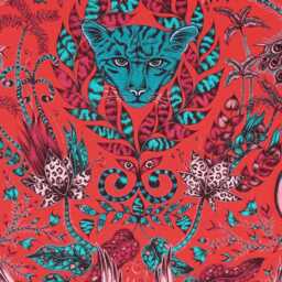 Clarke & Cushion Cover, Pink Turquoise Jungle Cotton Throw Pillow Cover - thumbnail 3