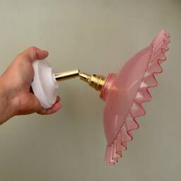 Vintage Pink Plastic Lampshade Wall Lamp - thumbnail 2