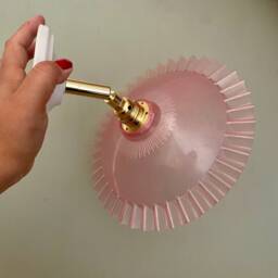 Vintage Pink Plastic Lampshade Wall Lamp - thumbnail 3