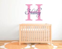 Monogram Decals, Girls Wall Name Nursery Wall Letters, Room Decor, Kids Stickers Db379 - thumbnail 1
