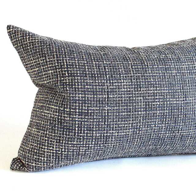 Blue Throw Pillow Cover Modern Tweed Upholstery Fabric Pillowcase - image 1