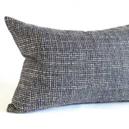 Blue Throw Pillow Cover Modern Tweed Upholstery Fabric Pillowcase - thumbnail 1