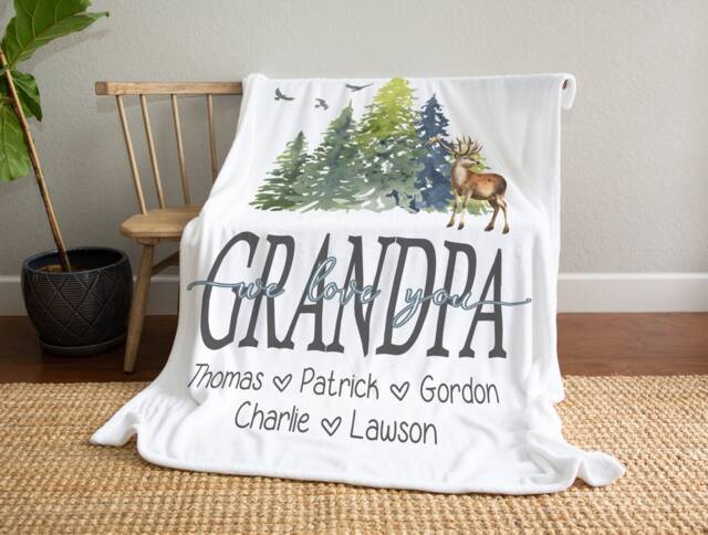 Hunting Father's Day Blanket, Fathers Gift, Personalized Blanket For Dad, Grandpa Gift Grandparent Custom Birthday Dad - image 1