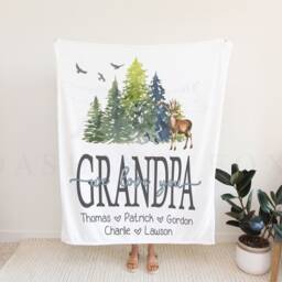 Hunting Father's Day Blanket, Fathers Gift, Personalized Blanket For Dad, Grandpa Gift Grandparent Custom Birthday Dad - thumbnail 2