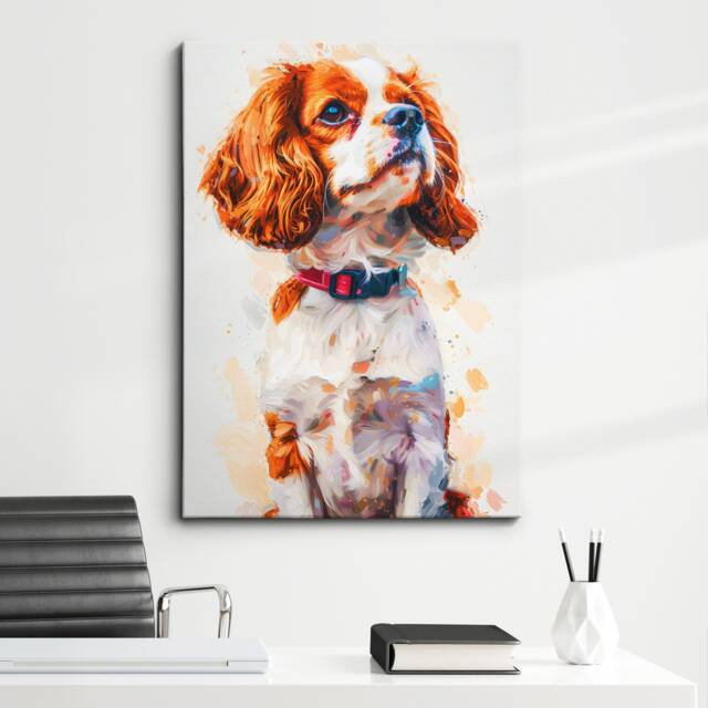 Cavalier King Charles Spaniel Animal Painting Framed Poster Print Or Canvas Wall Decor Art Bedroom Home Interior Gift For Pet Lover - image 1