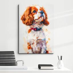 Cavalier King Charles Spaniel Animal Painting Framed Poster Print Or Canvas Wall Decor Art Bedroom Home Interior Gift For Pet Lover - thumbnail 1