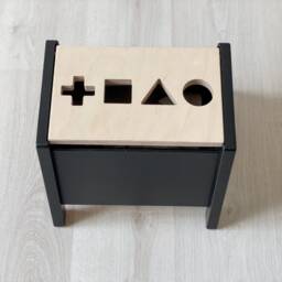 4-In-1 Wooden Toy Box Shape Sorter, Step Stool, Toddler Storage Stb - thumbnail 3