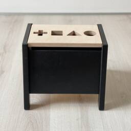 4-In-1 Wooden Toy Box Shape Sorter, Step Stool, Toddler Storage Stb - thumbnail 2
