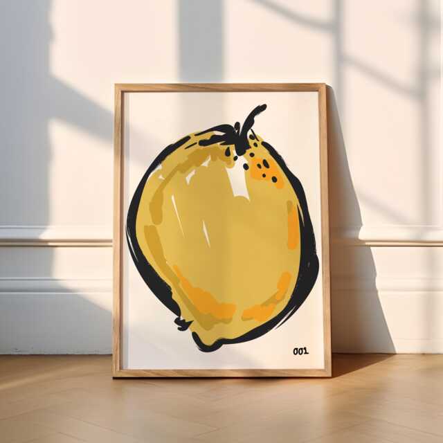 Lemon Painting Print - Kitchen - Fruit Market, Wall Art, Painting, Funky, Trendy, Italy, Citrus, Foodie, Chef, Pantry, Cute, Wholesome, Bar - image 1