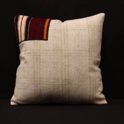 Vintage Turkish Kilim Pillow Cover, 16x16 Wool Boho Cushion - thumbnail 1