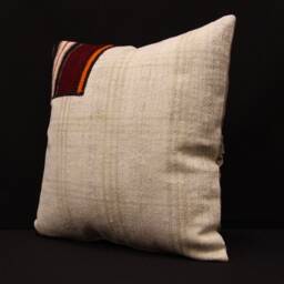 Vintage Turkish Kilim Pillow Cover, 16x16 Wool Boho Cushion - thumbnail 3