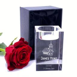 Personalised Christening Keepsake Tea Light Candle Holder With Church Design - thumbnail 2