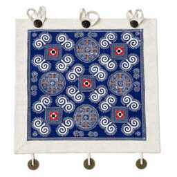 Handmade Hmong Hill Tribe Tapestry - Indigo Batik Wall Hanging Authentic Tribal Textile Art - thumbnail 4