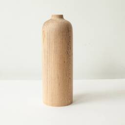 Handmade Ash Wood Vase Carved Texture, Minimalist Home Decor - thumbnail 2