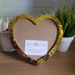 Gold Heart Sequin Shaped Photo Frame 8 X 6 Inches - thumbnail 1