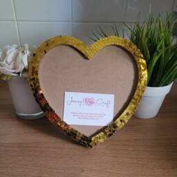 Gold Heart Sequin Shaped Photo Frame 8 X 6 Inches - thumbnail 4