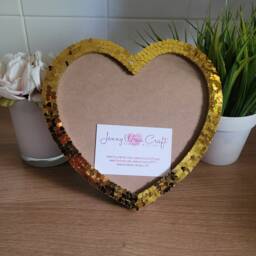 Gold Heart Sequin Shaped Photo Frame 8 X 6 Inches - thumbnail 3