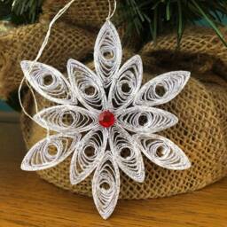 Handmade Quilled Christmas Ornaments - Snowflake & Tree Set - thumbnail 3
