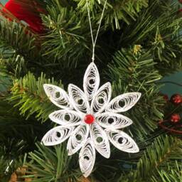 Handmade Quilled Christmas Ornaments - Snowflake & Tree Set - thumbnail 2