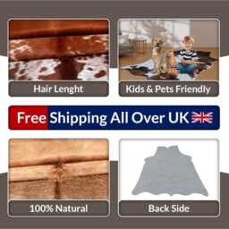 Grey & Black Large Cowhide Rug - Genuine Hair-On Leather Skin For Elegant Home Decor - 51 X 53 Inhces - thumbnail 4