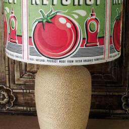 Ketchup Lampshade Retro Hip Kitchen Lamp Shade Lightshade Loft Apartment Red Green 50's Advert - thumbnail 2