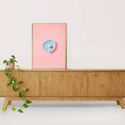 Handmade Birch Plywood Media Console, Oak Finish Tv Stand, 70S Style - thumbnail 3