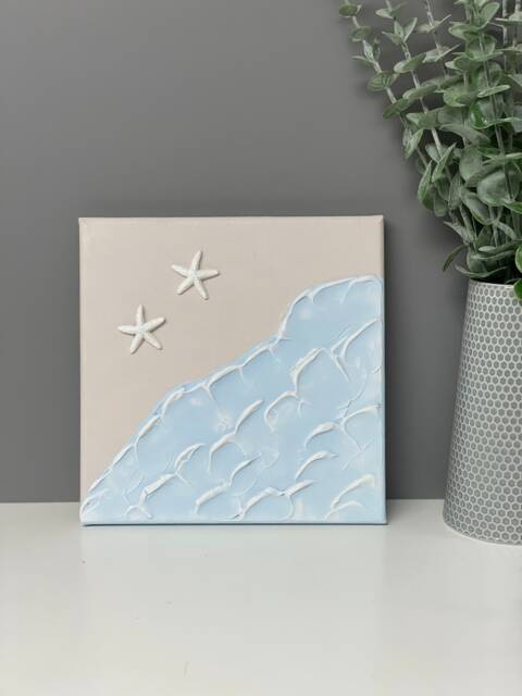 Waves Textured Wall Art, Ocean Waves, Seaside Decor, Nursery Bedroom 3D Canvas - image 1