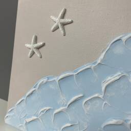 Waves Textured Wall Art, Ocean Waves, Seaside Decor, Nursery Bedroom 3D Canvas - thumbnail 3