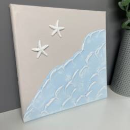 Waves Textured Wall Art, Ocean Waves, Seaside Decor, Nursery Bedroom 3D Canvas - thumbnail 2