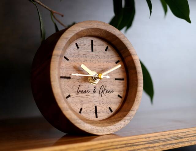 Personalized Walnut Wood Clock Engraved Keepsake Gift - image 1