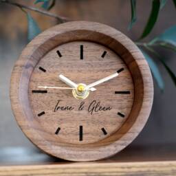 Personalized Walnut Wood Clock Engraved Keepsake Gift - thumbnail 3