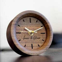 Personalized Walnut Wood Clock Engraved Keepsake Gift - thumbnail 4