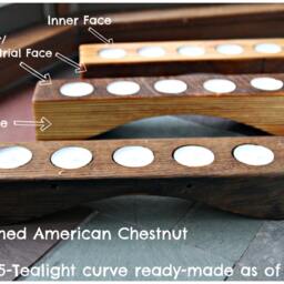 Personalized Rustic Wood Tea Light Candle Holder - Curved 5-Tealight Decor - thumbnail 4